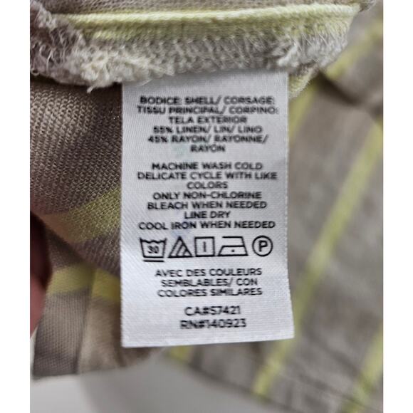 NWT Ann taylor linen blend summer tank career casual layering beige yellow Small - Picture 6 of 8